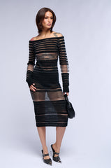 CELENE KNIT STRIPED MIDI DRESS