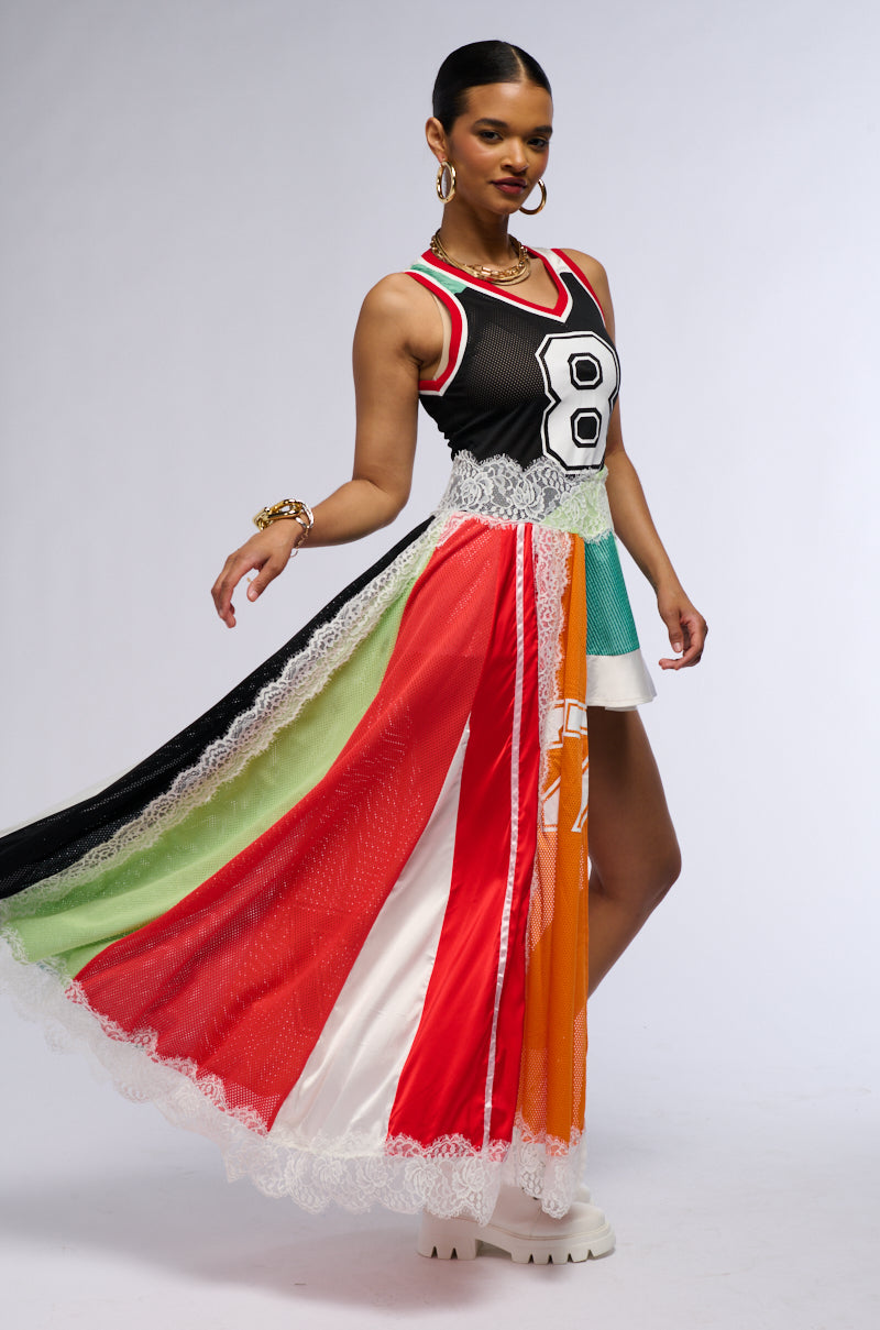 CLEAT CHASER LAYERED JERSEY HIGH LOW DRESS