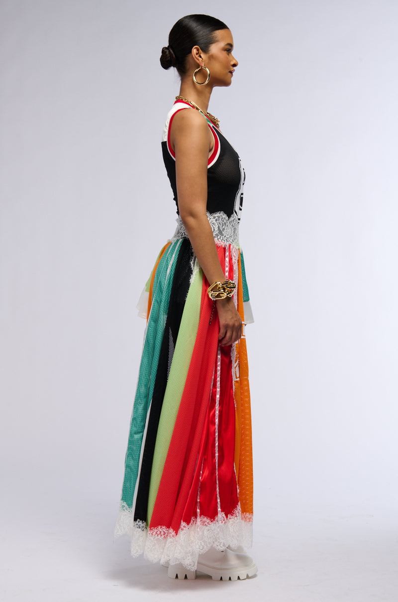 CLEAT CHASER LAYERED JERSEY HIGH LOW DRESS