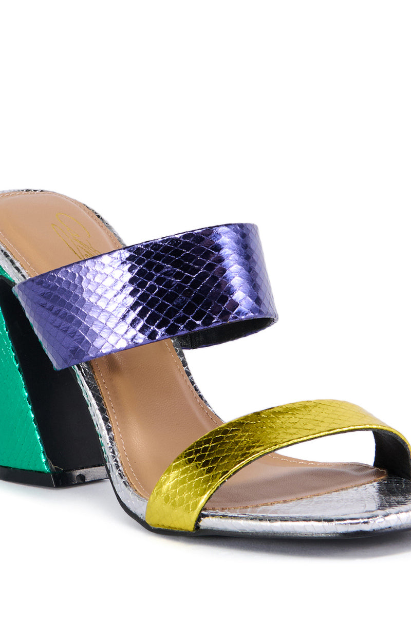 CORA MULTI METALLIC SNAKE SKIN SANDAL