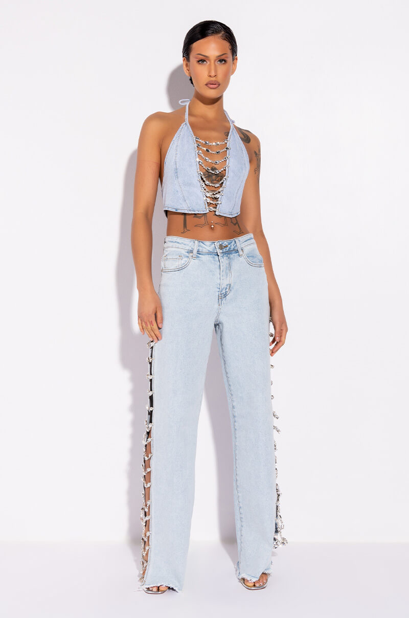 COVERED IN DIAMONDS RELAXED JEANS