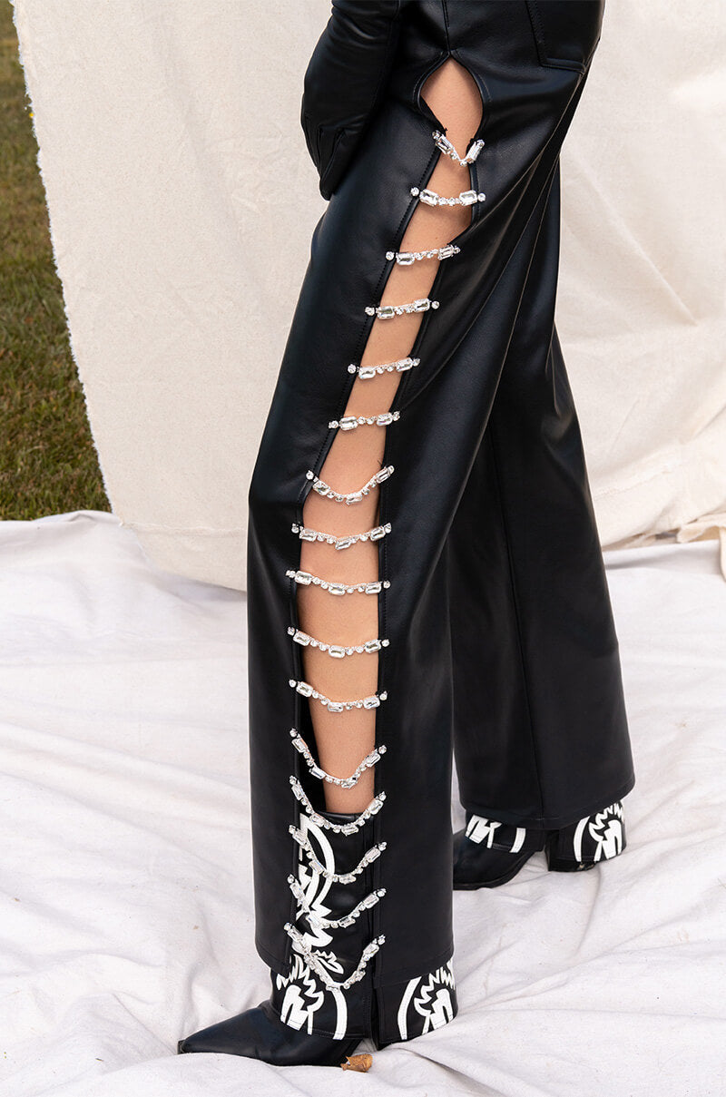 COVERED IN ICE FAUX LEATHER PANT