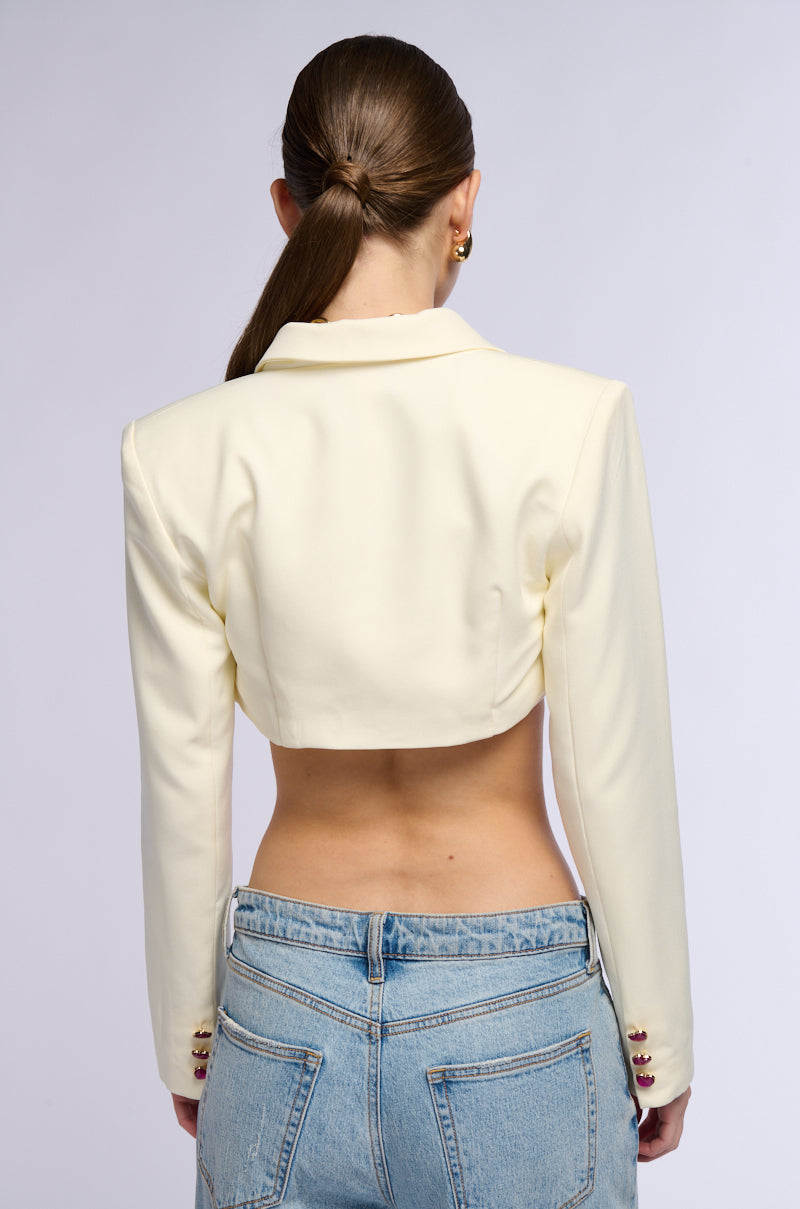 CROPPED BLAZER WITH HEART BUTTONS