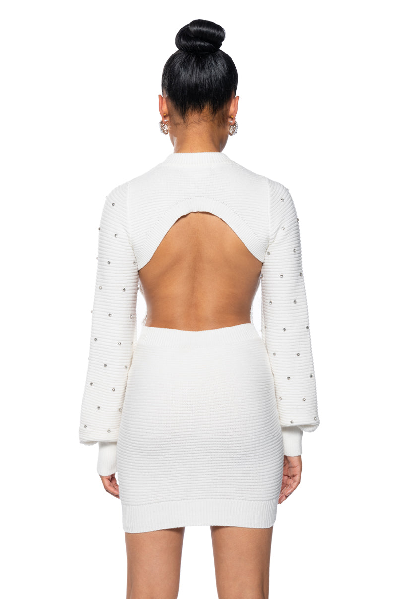 DAY TO NIGHT EMBELLISHED KNIT DRESS