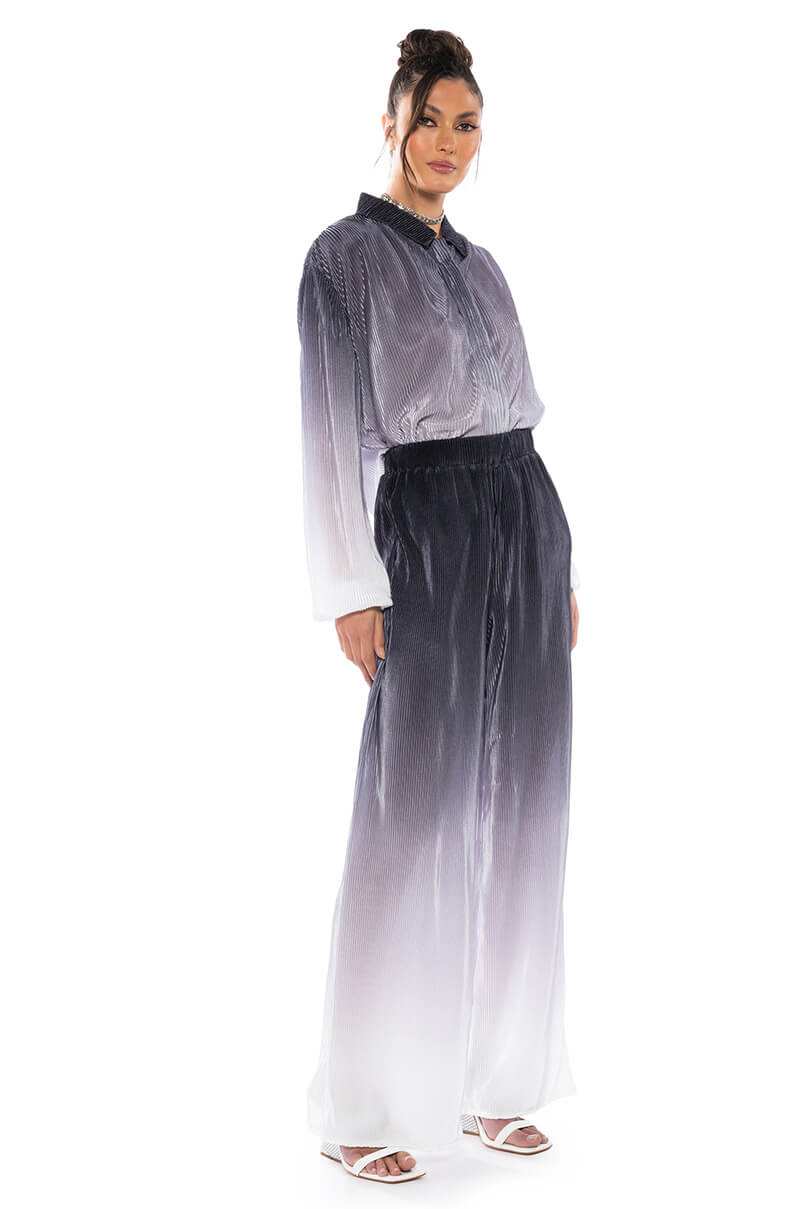DAY TO NIGHT PLEATED SATIN WIDE LEG PANTS