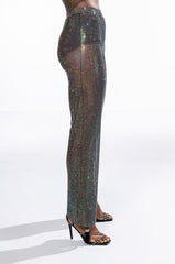 DAZZLE RHINESTONE MESH WIDE LEG PANT