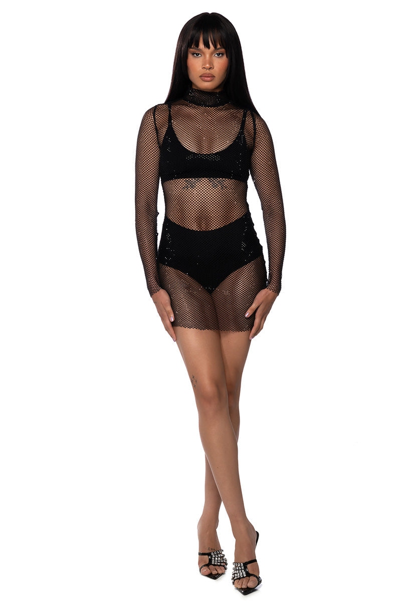 DAZZLE YOU RHINESTONE MINI DRESS