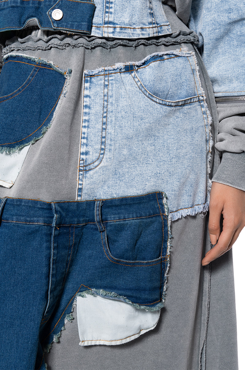 DENIM DREAMS ZIPPER DETAIL MAXI SKIRT