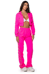 DIAMOND LACE UP TRACK PANT