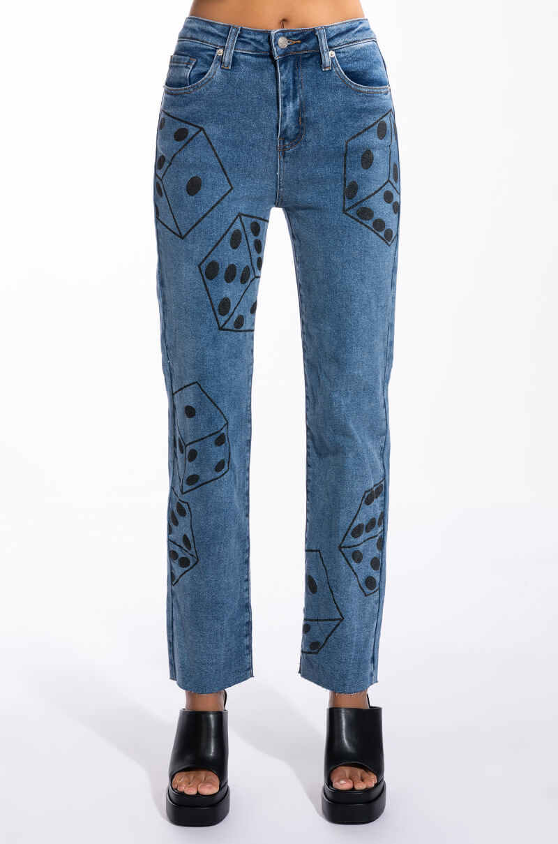 DICE DICE BABY HIGH RISE STRAIGHT LEG JEAN