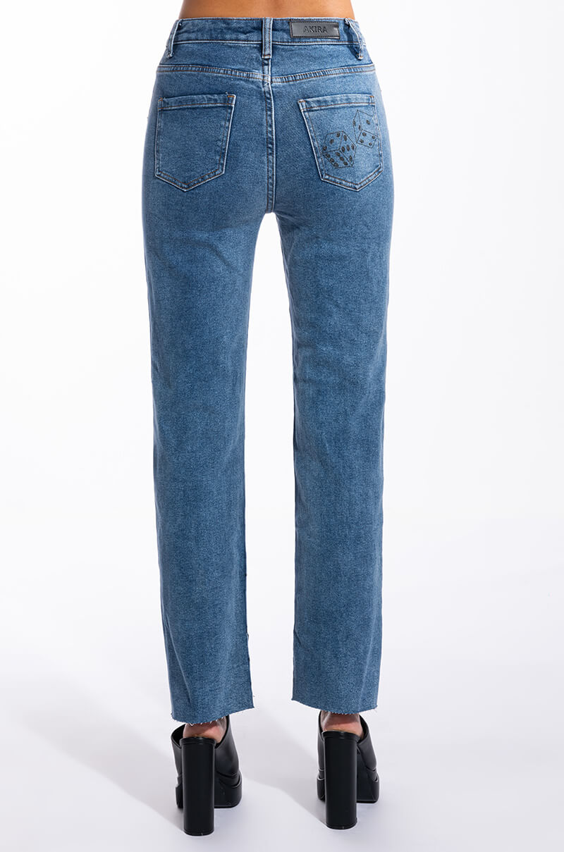 DICE DICE BABY HIGH RISE STRAIGHT LEG JEAN