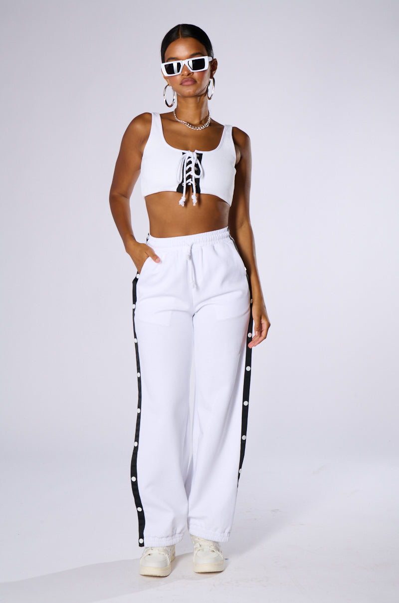 DIDN'T THEY TELL YOU WIDE LEG BREAK AWAY SWEAT PANT