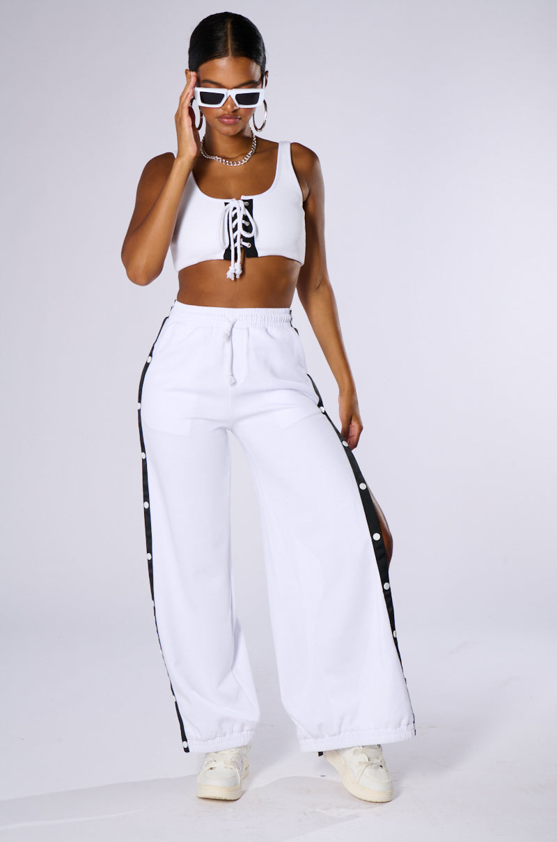 DIDN'T THEY TELL YOU WIDE LEG BREAK AWAY SWEAT PANT