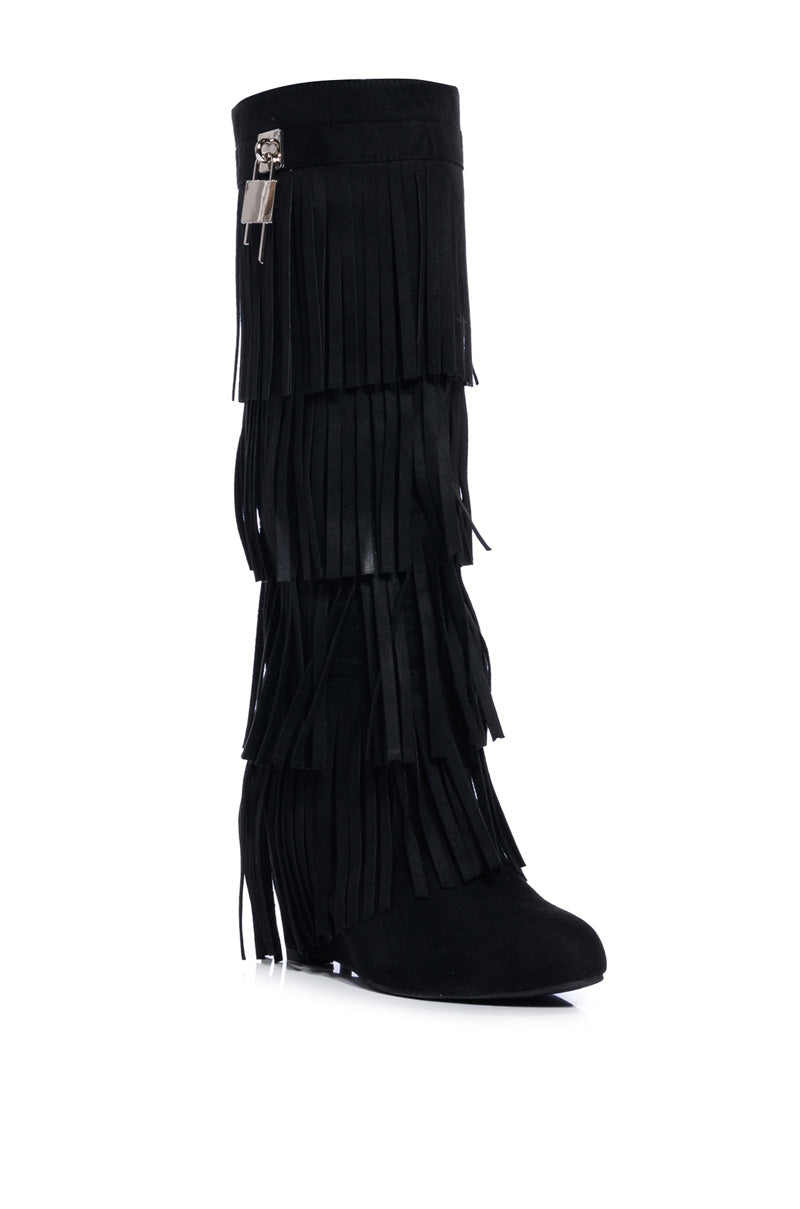 DIXIE FRINGE FOLD OVER BOOT IN BLACK