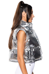 SILVER METALLIC PUFFER VEST