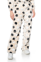 DOTTY FAUX FUR WIDE LEG JOGGER