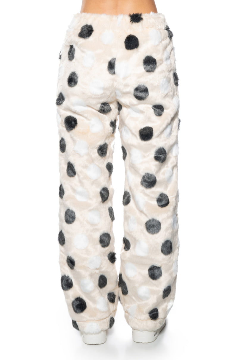 DOTTY FAUX FUR WIDE LEG JOGGER