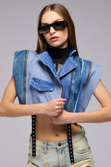 EASY LOVING CROP DENIM TOP