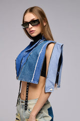 EASY LOVING CROP DENIM TOP