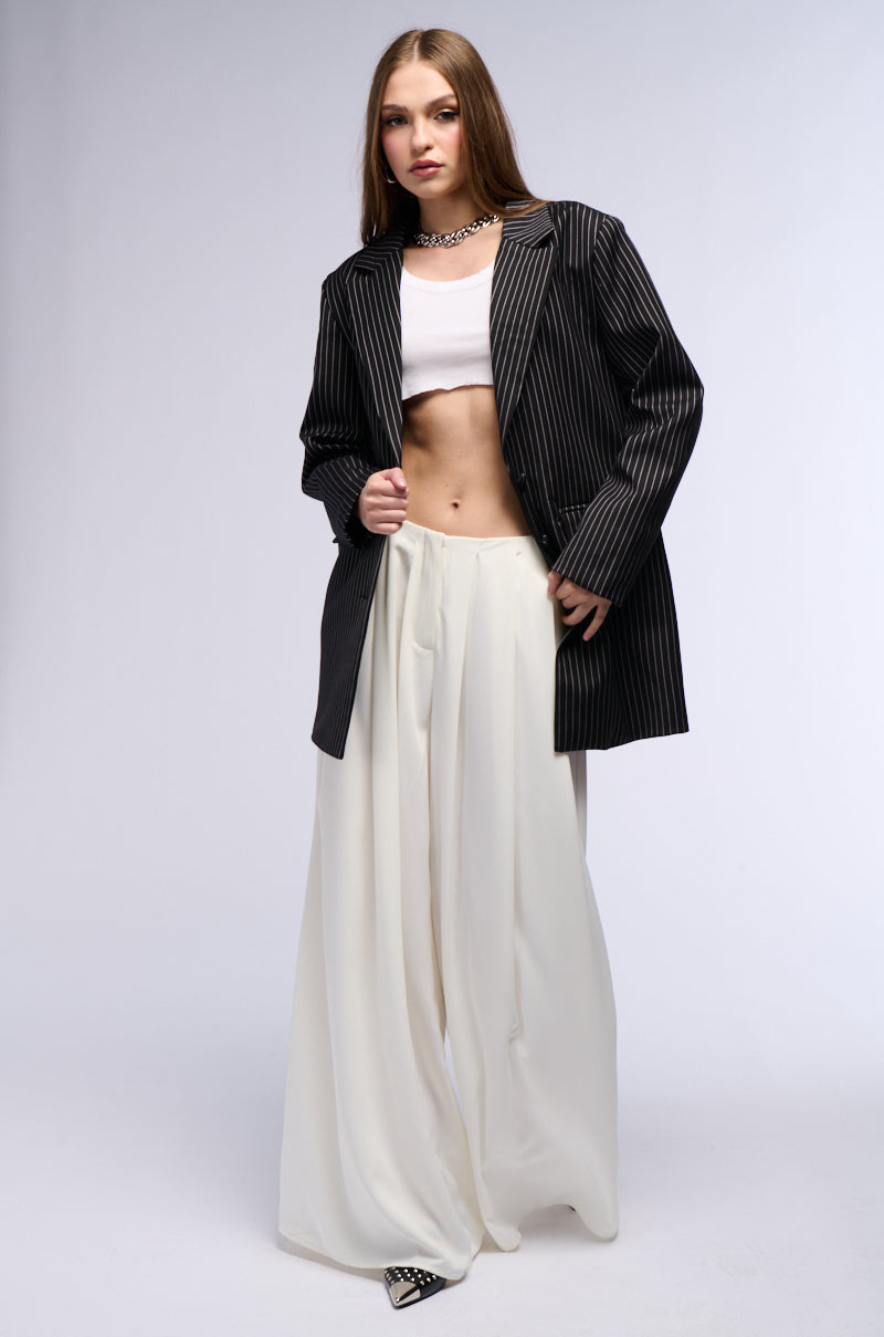 ELLA OVERSIZED PINSTRIPE LONGLINE BLAZER