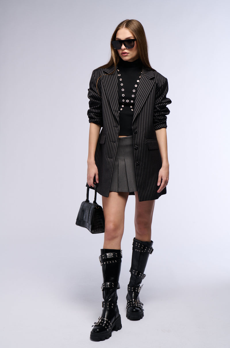 ELLA OVERSIZED PINSTRIPE LONGLINE BLAZER