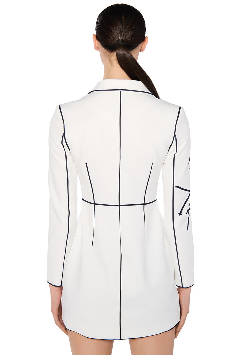 ELLIS OUTLINED BLAZER MINI DRESS IN WHITE