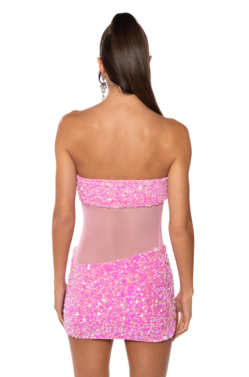 ENJOY THE VIEW MESH PANEL DRESS