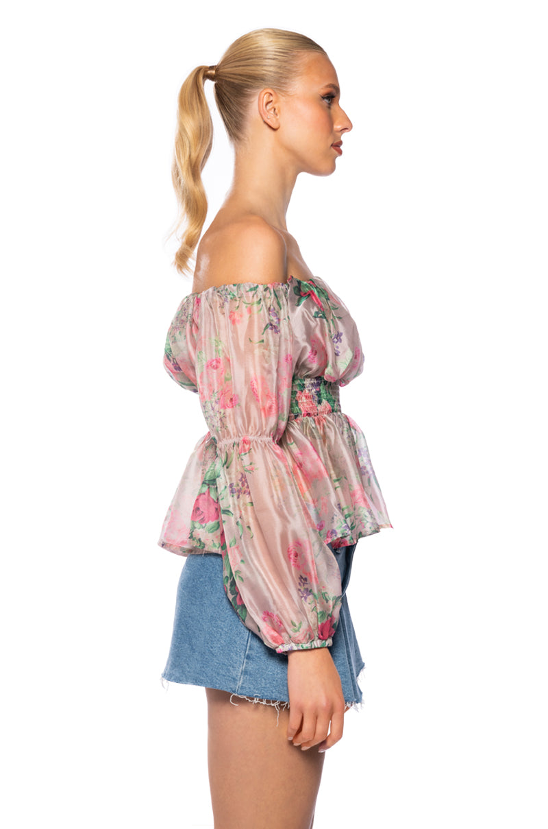 ESME OFF THE SHOULDER PRINTED BLOUSE