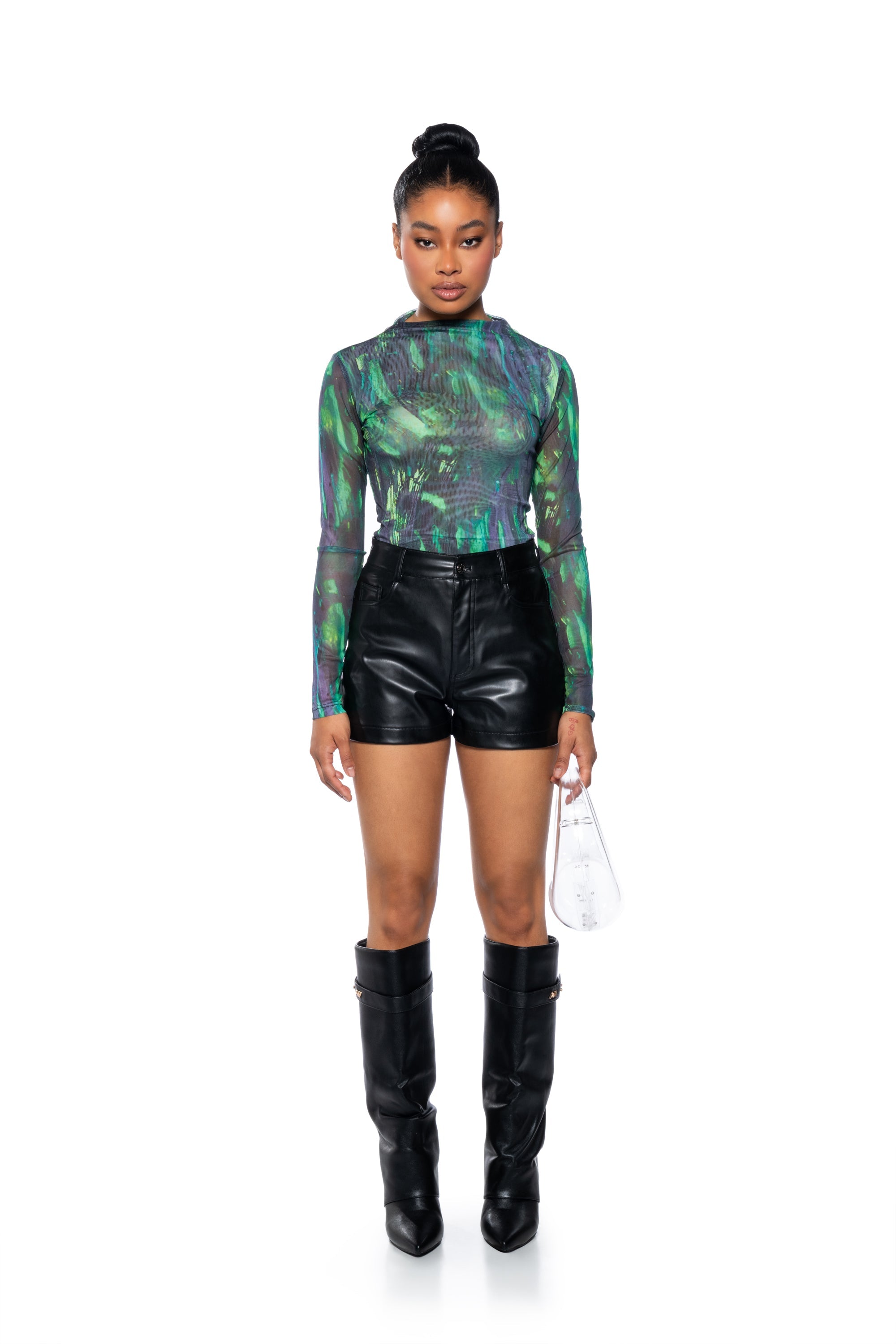 EVERGREEN LONG SLEEVE MESH BODYSUIT