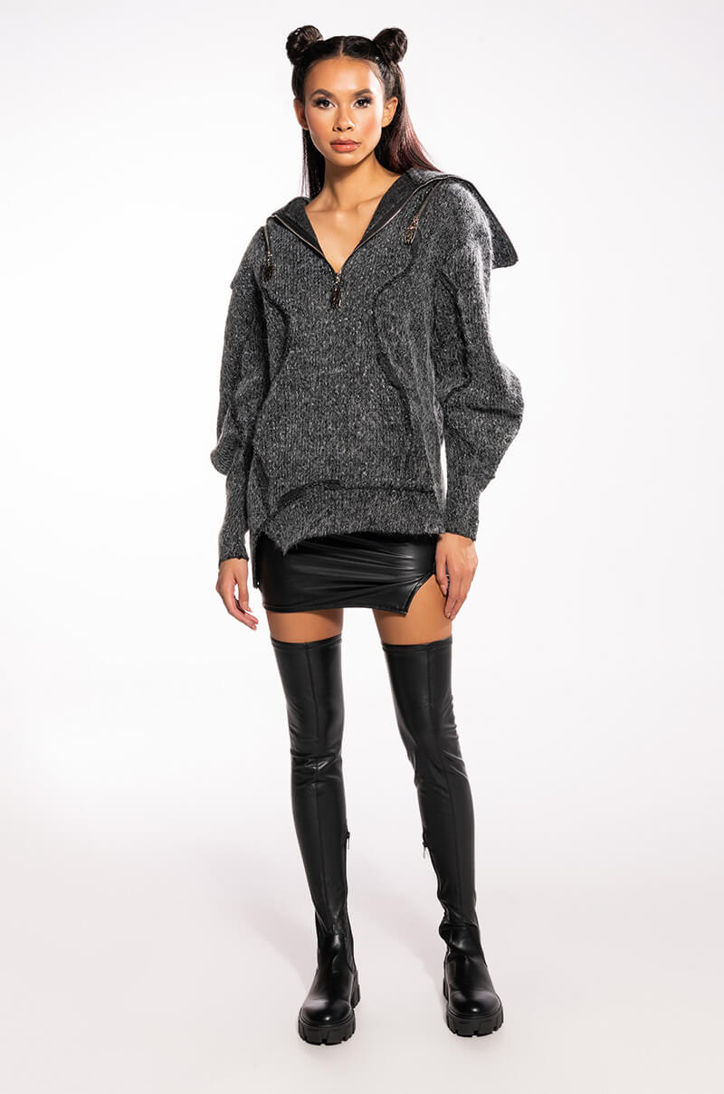 EVERYBODY BUT ME FAUX LEATHER MINI SKIRT WITH 4 WAY STRETCH