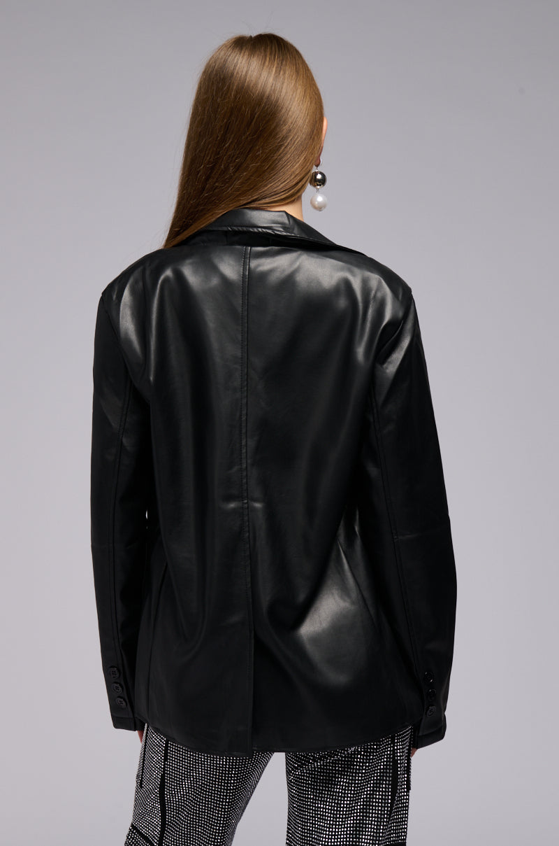 EVERYDAY CASUAL FAUX LEATHER BLAZER