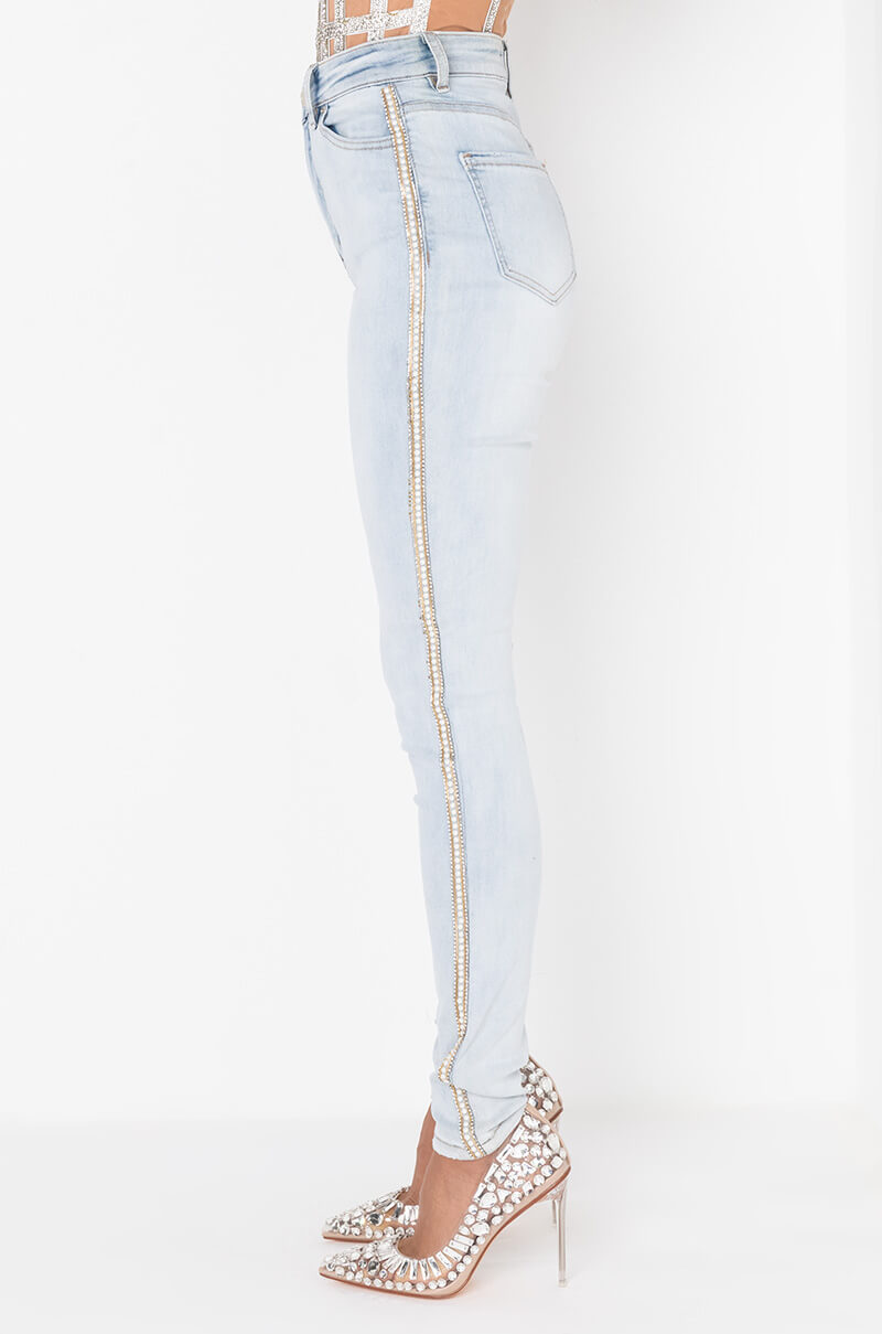 EXTREME STRETCH HIGH WAIST PEARL SKINNY JEANS