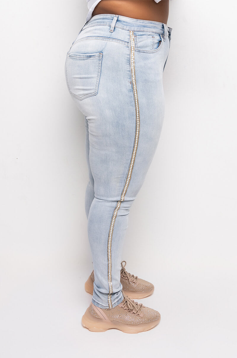 EXTREME STRETCH HIGH WAIST PEARL SKINNY JEANS