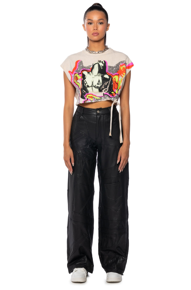 EXTREME STRETCH PATCHWORK WIDE LEG PANT