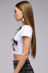 EYES ON THE PRIZE EMBELLISHED BABY TEE