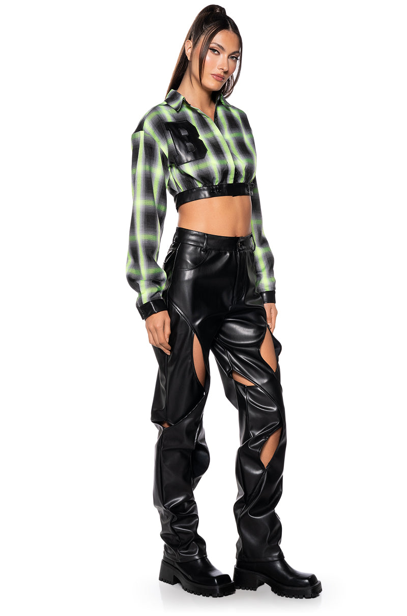 FABULOUS LONG SLEEVE PLAID BUTTON DOWN BLOUSE