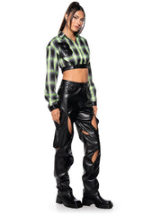 FABULOUS LONG SLEEVE PLAID BUTTON DOWN BLOUSE