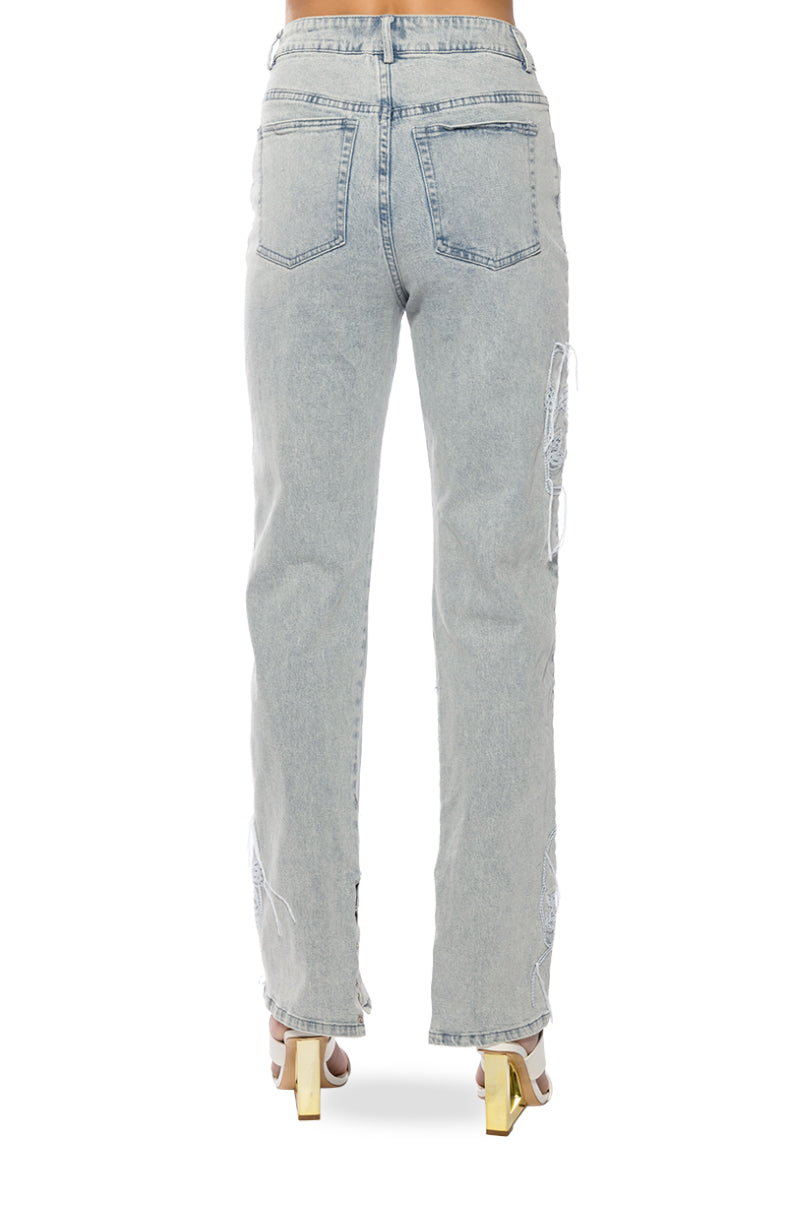 FACE ART STRAIGHT LEG JEANS