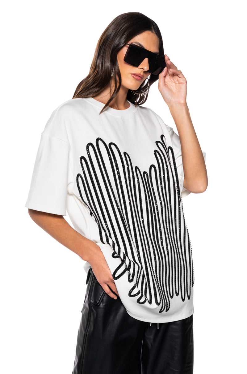 FIGHT THE FEELING EMBELLISHED GRAPHIC T SHIRT