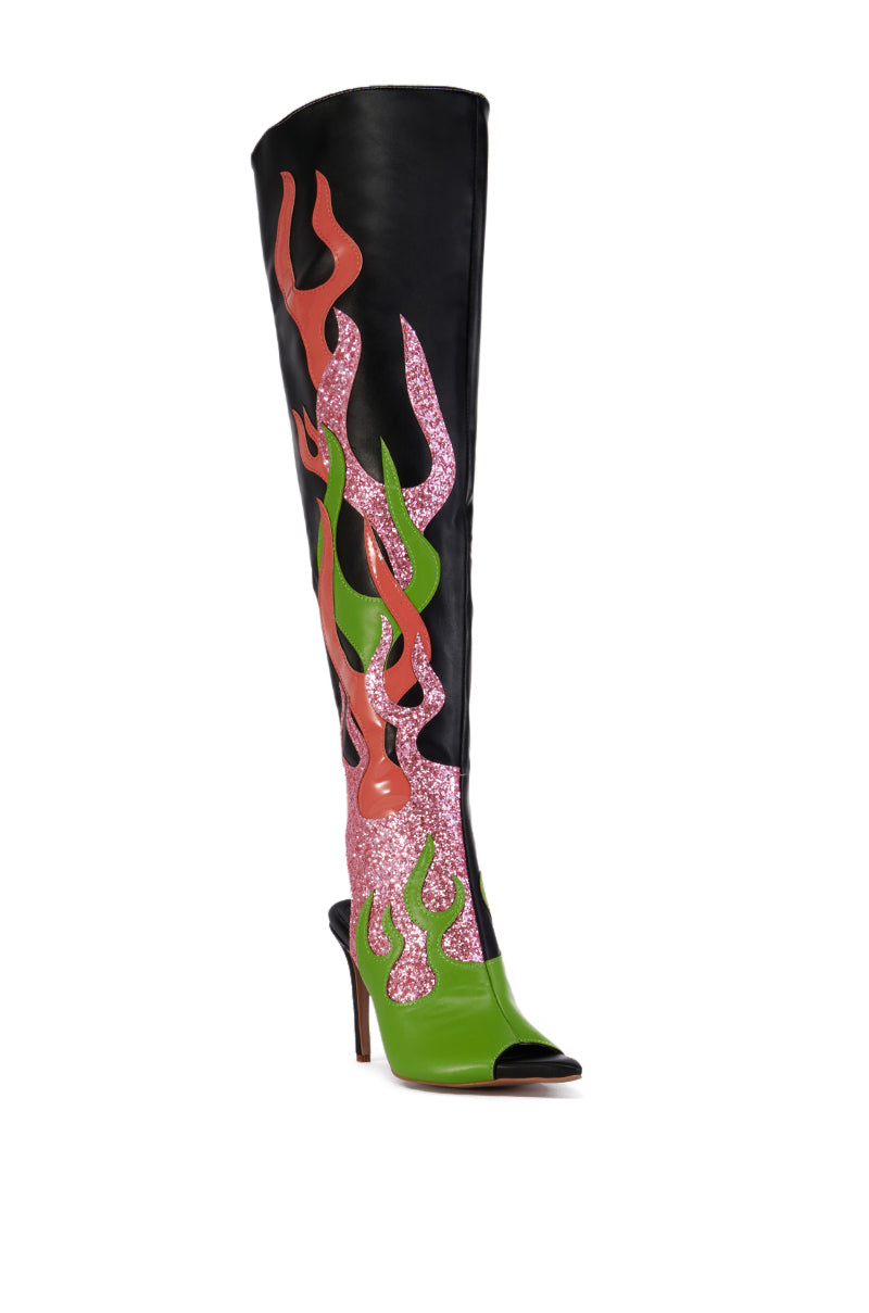 FIRESS MULTI FLAME OPEN TOE WESTERN SANDAL BOOT