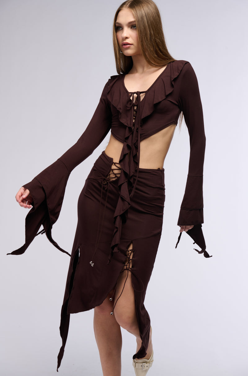 GEMMA RUFFLED MIDI SKIRT