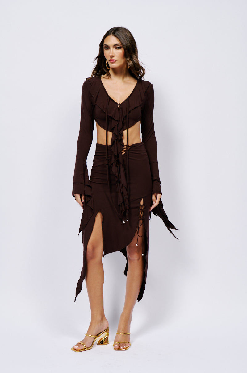 GEMMA RUFFLED MIDI SKIRT