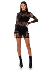 GINA MESH PATCHWORK MINI DRESS