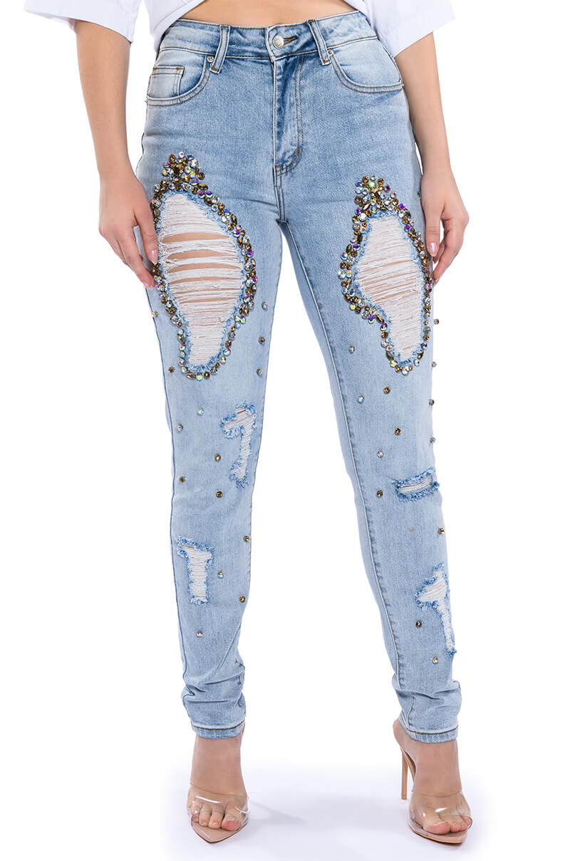 GLAMOUR RHINESTONE SKINNY JEANS