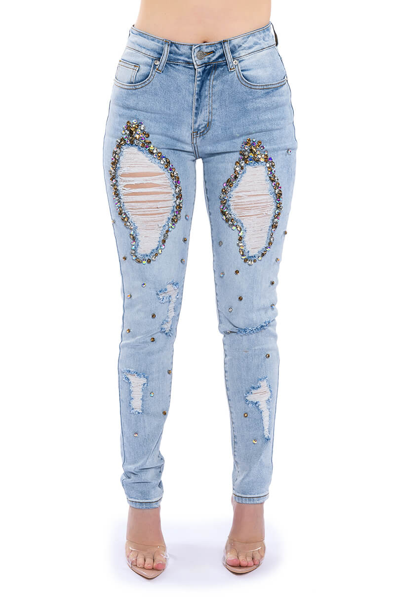 GLAMOUR RHINESTONE SKINNY JEANS