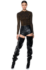 GOLDEN GLITZ LONG SLEEVE MESH TOP