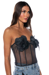 GRACE 3D FLOWER MESH CORSET