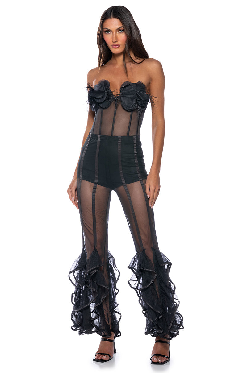 GRACE 3D FLOWER MESH CORSET