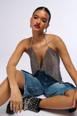 GROOVY NIGHT RHINESTONE MESH BRALETTE