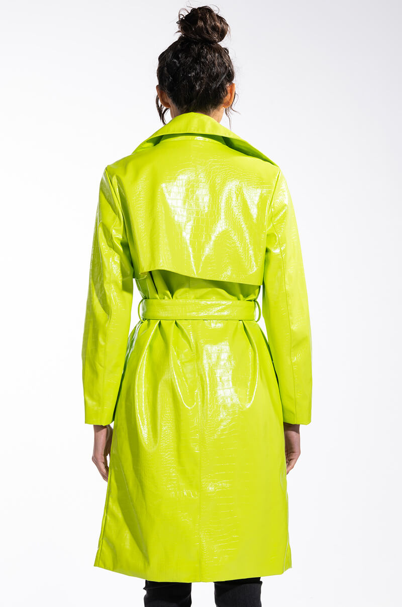 HEARTS ON FIRE NEON CROC TRENCH JACKET